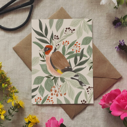 přání Stehlík lístečky